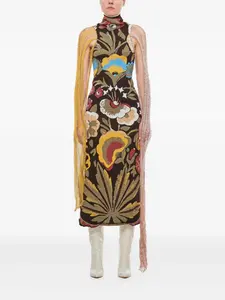 Жаккардовое платье с цветочным узором Vitelli, коричневый