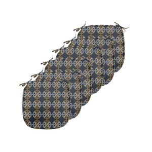 ABAKUHAUS Абстрактные подушки для обеденного стула, переплетающиеся узлы, декоративная водонепроницаемая подушка с ремнями для кухонных сидений, 40 см x 40 см — упаковка из 6 шт., темно-синий, бархатно-белый, черный