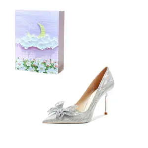 ROBINHOOD Серебряные туфли на шпильке с узором "Пурпурная лунная галактика", цвет Silver Purple Moon Galaxy Box