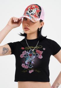 Футболка с принтом WOMENS LOVE IS TRUE DIAMANTE BABY Ed Hardy, черный