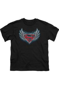 Футболка с коротким рукавом для детей с логотипом Superman Steel Wings Gildan, черный