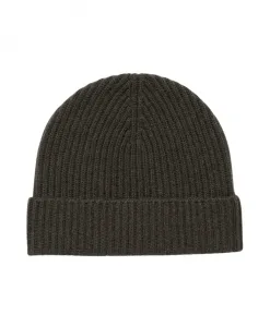 Вязаная шапка из кашемира в рубчик Sunspel, черный