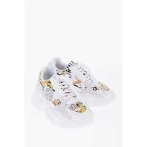 Кроссовки JEANS COUTURE с мотивом «барокко» и замшевыми деталями 7 см Versace, White