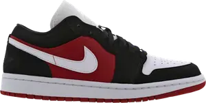 Кроссовки Wmns Air Jordan 1 Low Black White Gym Red, красный