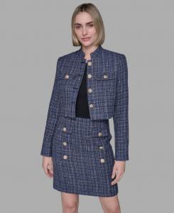 Женский твидовый жакет с разной текстурой KARL LAGERFELD PARIS, Blue Multi