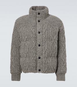 Куртка Après Ski из верджин вули с наполнителем даун Moncler Grenoble, Light Gray Melange