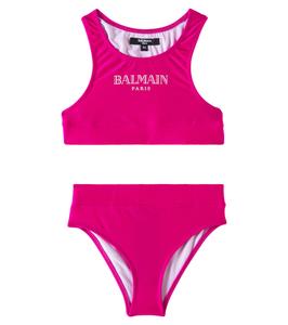 Бикини с логотипом Balmain Kids, Lampone/Bianco