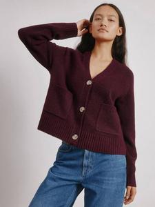Уютный кардиган с накладными карманами Albaray, Burgundy