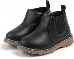 Классические походные ботинки Sawimlgy для малышей, мальчиков и девочек, из PU-кожи, для улицы, на все четыре сезона, кроссовки до щиколотки, с высоким верхом, с прочной резиновой подошвой, повседневная обувь, 05 Schwarz