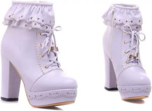Женские туфли Elyffany в стиле Лолита для вечеринок с платформой, массивным каблуком, из искусственной кожи, с шнуровкой и бантом, ботильоны, Purple