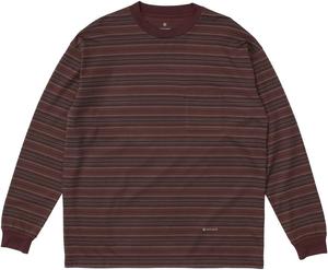 Футболка с длинными рукавами Snow Peak Hybrid Wool Mesh Stripe L/S T-Shirt SW-25AU014, мужская и женская, коричневый