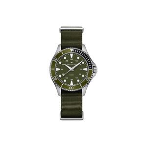 Hamilton Часы Khaki Marine Collection Quartz Movement Men's Watch Watch 37mm Green Dial Stainless Steel Case Fabric Strap, Green Dial