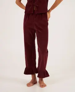 Женские брюки из вельветовой ткани с рюшами Bohodot, цвет Burdeos
