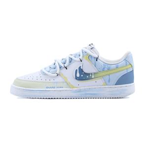 Nike Кроссовки Court Vision 1 Quench Summer Light Wave легкие и дышащие, низкие, для скейтбординга, унисекс, сине-желтые