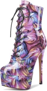 Женские ботильоны Castamere на высоком каблуке с платформой, шнуровкой, молнией, заостренным носком и каблуком-стилетто 6 дюймов, Purple Vortex