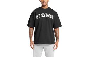 Футболка с рукавом дроп-шиплоудер мужская черная GYMSHARK