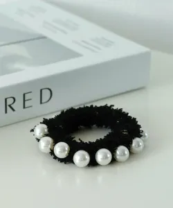 Твидовая жемчужная резинка для волос Three Four Time, цвет Black