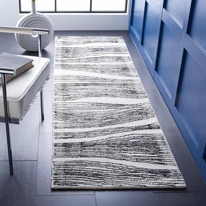 Ковер SAFAVIEH, 69 x 244 см, Metro Collection IvoryBlack MET995B ручной работы из премиальной шерсти для прихожей, гостиной, спальни или кухни