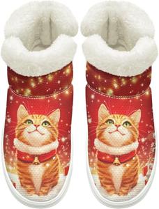 Женские и мужские зимние ботинки на слипоне, дышащая сетка, зимняя обувь для улицы с нескользящей удобной подошвой Cugasmaru, Cat Christmas Lights