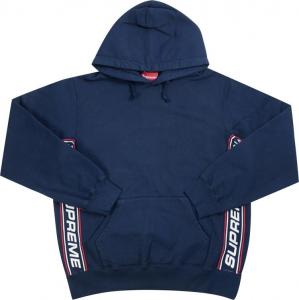 Толстовка Supreme Text Rib Hooded Sweatshirt 'Navy', синий