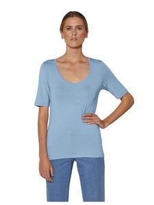 MADELEINE Базовая летняя футболка с круглым вырезом синего цвета