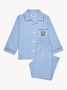 Детский хлопковый комплект пижамы с длинными рукавами Trotters, Denim Check