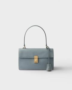 Средняя кожаная сумка на плечо Prada Soft Sound, голубой