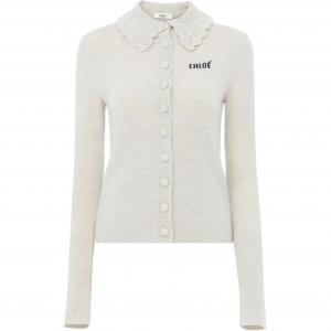 Кардиган с вышитым логотипом Chloé, серый