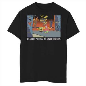 Футболка с рисунком «Губка Боб Квадратные Штаны» для мальчиков 8–20 лет «Мы спасли город» Nickelodeon