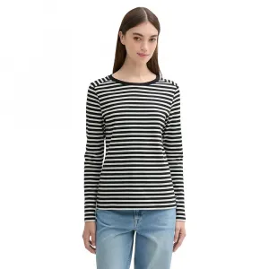 Футболка Tom Tailor 1043085 Striped Interlock 3/4 Sleeve, черный/белый