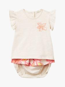 Детский хлопковый комплект из топа и шорт Benetton, White Cream