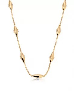 Ожерелье из простой цепочки с овальным куполом и огранкой «багет» Ettika, gold