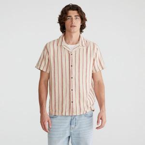 Мужская льняная рубашка с коротким рукавом на пуговицах Aeropostale, цвет chutney