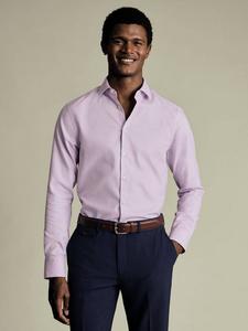 Хлопковая рубашка с длинными рукавами фактурной ткани Charles Tyrwhitt, Lilac Purple