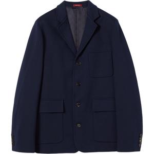 Однобортная куртка из хлопкового джерси GUCCI, темно-синий