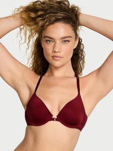 Соблазнительная гладкая кружевная футболка с легкой подкладкой, застегивающаяся спереди, бюстгальтер-полуторка Victoria'S Secret, front close sangria red