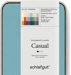 Простыня Schlafgut CASUAL хлопковая 180-200х200 см, цвет petrol mid