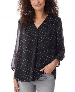 Женская туника с v-образным вырезом и складками спереди, топ с эластичными манжетами и рукавами Jones New York, мульти