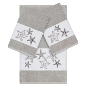 Linum Home Textiles Набор банных полотенец с украшением Lydia из 3 предметов, светло-серый