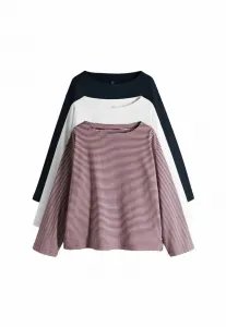 Комплект из 3 футболок с длинным рукавом стандартного кроя The Set, Navy White Stripe