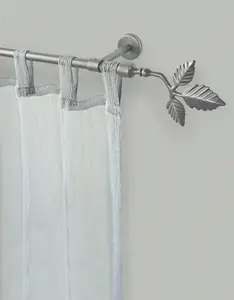 Карниз для штор GARESA "SHEET", 1 направляющая, желаемая длина, комплект для штор, выдвижной, пуговица с листочками, без колец 240 см, Ø16мм, цвет mattchromfarben