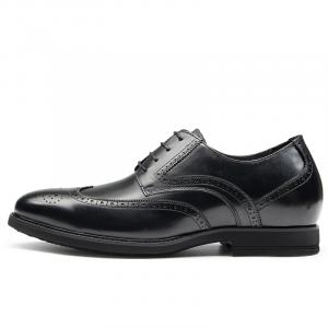 GOG Мужские туфли черные на низком каблуке с увеличенной высотой на 7 см, цвет Black Height Increasing 7cm-0633516ZAP