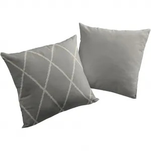 Подушка Dekokissen Casket Valdelana Light с ромбовидным узором, съемный чехол без наполнителя, 1 штука Adam, Dunkelgrau + gemustert