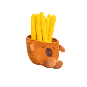 Плюшевая кукла капибара с картошкой фри, 25 см Velvet Mill, темно-коричневый