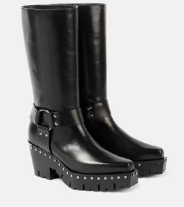 Кожаные байкерские ботинки Quinn 75 с заклепками Jimmy Choo, черный