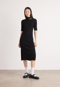 Платье DKNY MOCK NECK BALLET SLEEVE MIDI DRESS LOGO, Black/Eggnog/Black