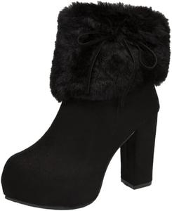 Женские ботинки больших размеров до щиколотки - Мягкие и теплые, эффект визуального удлинения, резиновая подошва - Подходят для повседневных прогулок Fusecottc, Black