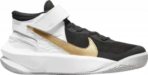 Кроссовки Nike Team Hustle D10 FlyEase GS 'Black White Metallic Gold', черный