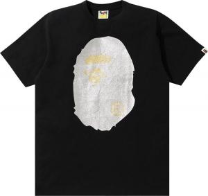 Футболка BAPE Glitter Big Ape Head Tee 'Black/Silver', черный