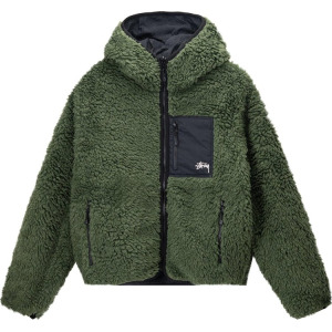 Куртка Stussy Sherpa Jacket 'Olive', зеленый